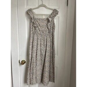 Madewell Ruffle-Strap Square-Neck Midi Dress in Fieldwalk Floral US Size 8